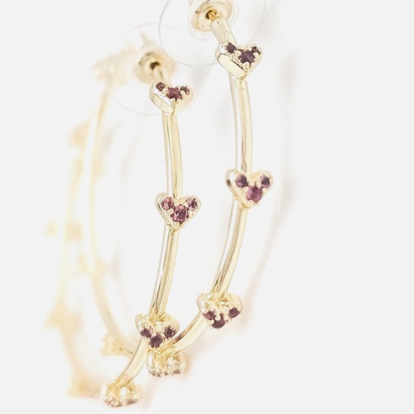 Kendra Scott Haven Crystal Heart Hoop  1/2” Earrings in Gold NWT’s - Picture 3 of 3